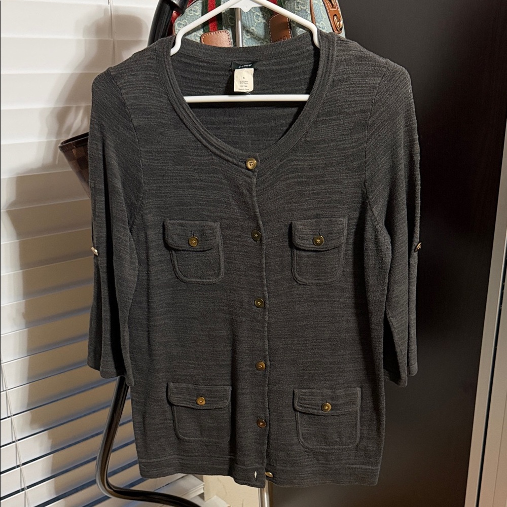 J. Crew Charcoal Knit Cardigan